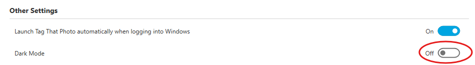 Settings screen showing Dark Mode toggle with before and after comparison