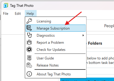 Settings screen showing subscription status