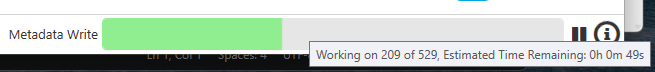 Status bar showing a named task and an N of M count