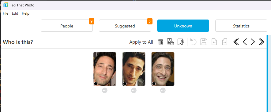 Unknown view showing cluster of similar faces