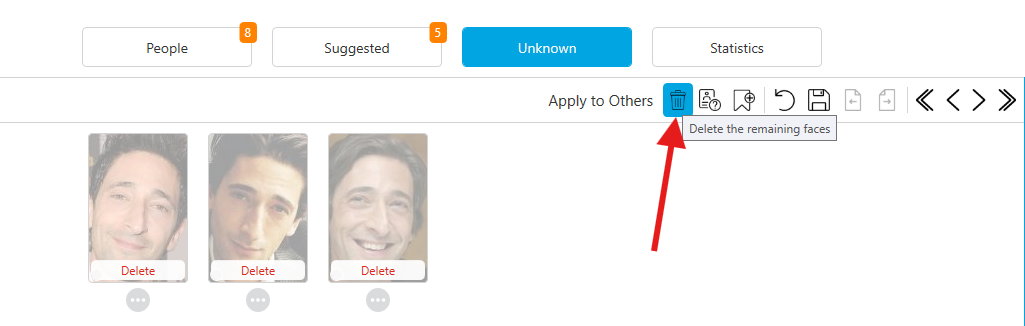 Unknown view with multiple faces selected and delete option
