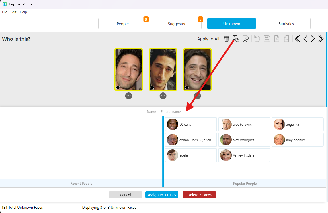 Unknown view showing Person Selector dialog at bottom