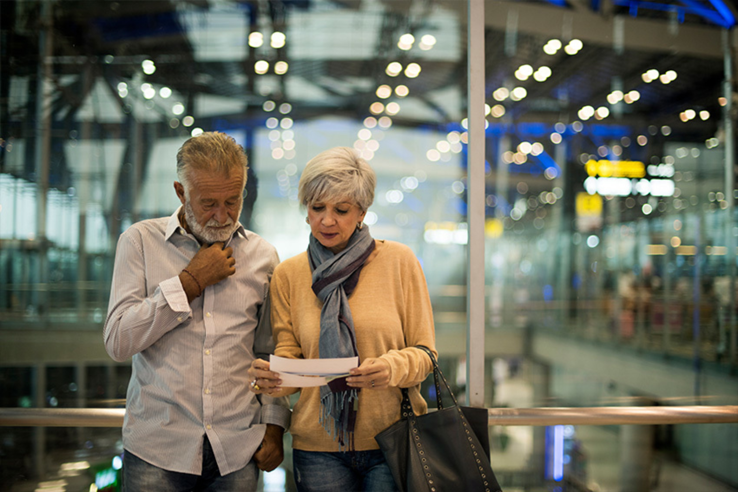 Couple looking at paper