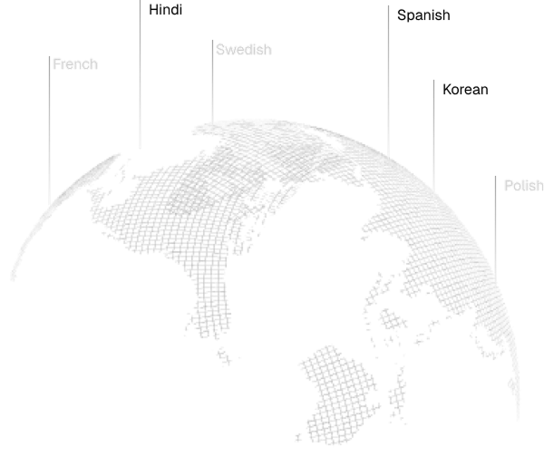 Globe graphic representing video dubbing in multiple languages