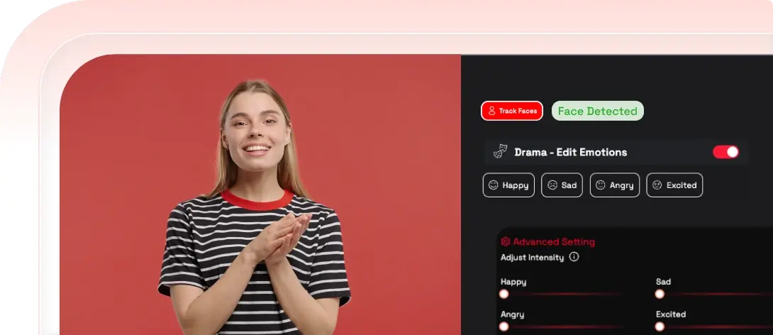 Blend multiple emotions in video using AI to combine facial expressions like happy and excited or sad and angry