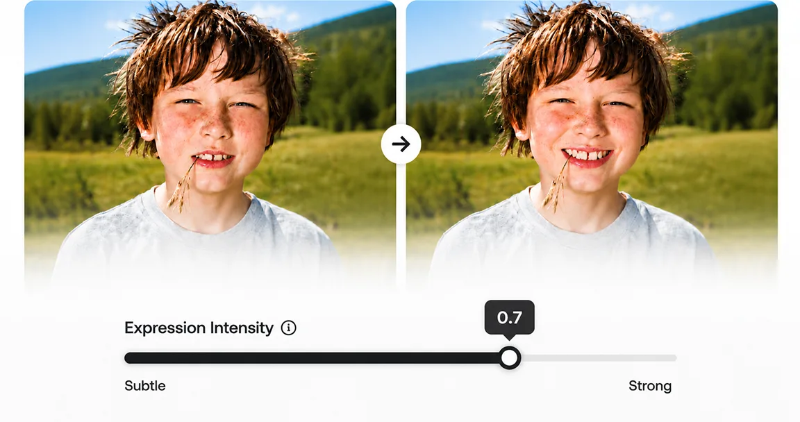 Adjust Expression Intensity facial expression editing in DRAMA