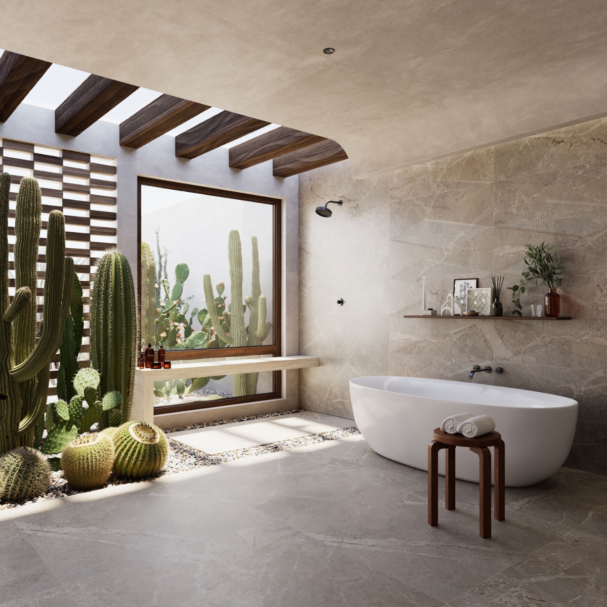 Porcelanato da linha Desert da Roca: Para ambientes externos e internos