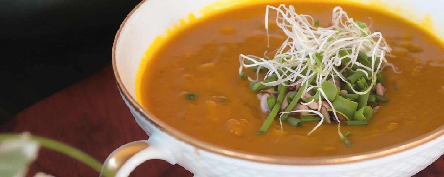Banner principal do post Caldo de Abóbora com leite de coco e Cúrcuma
