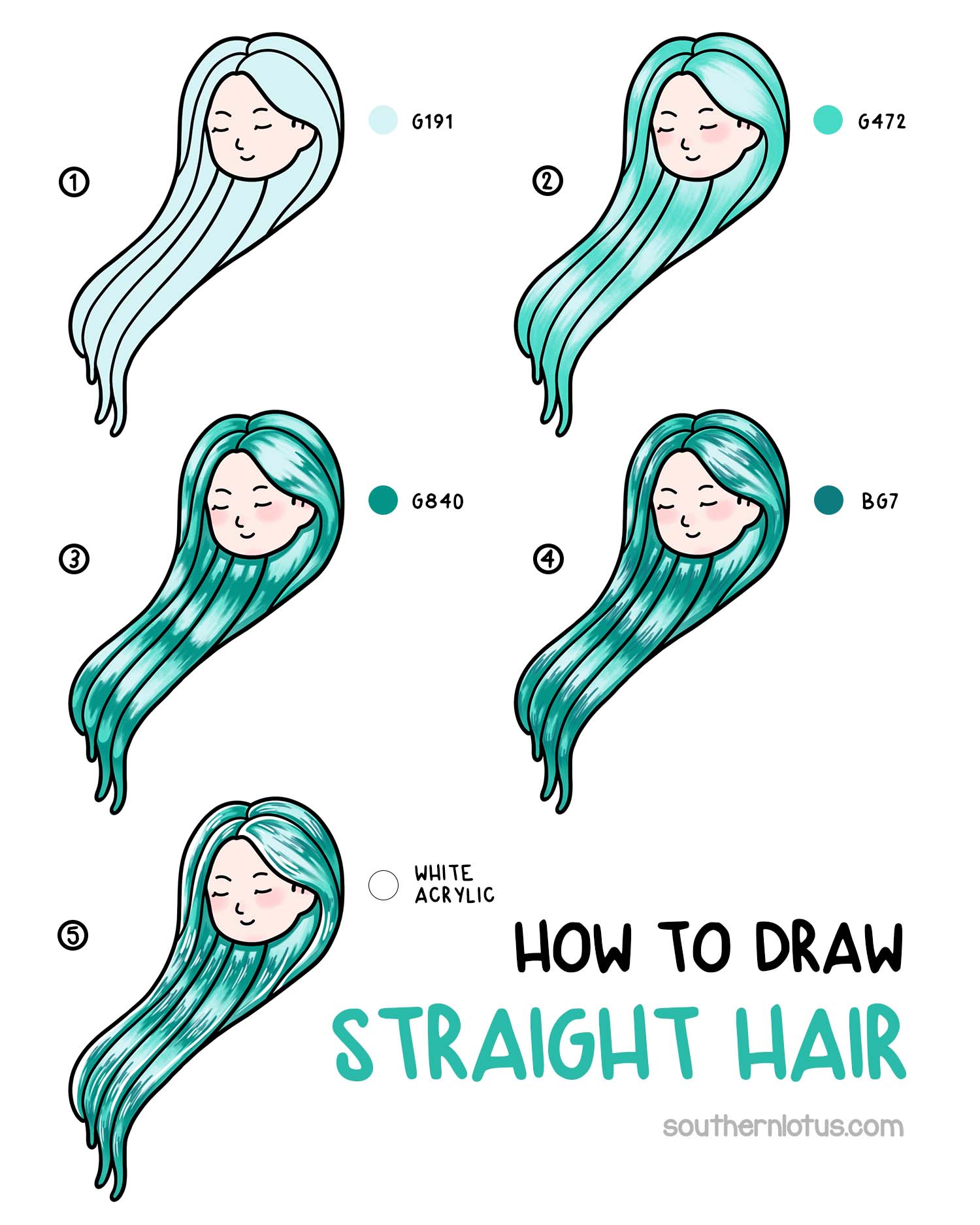 Straight hair coloring tutorial 1
