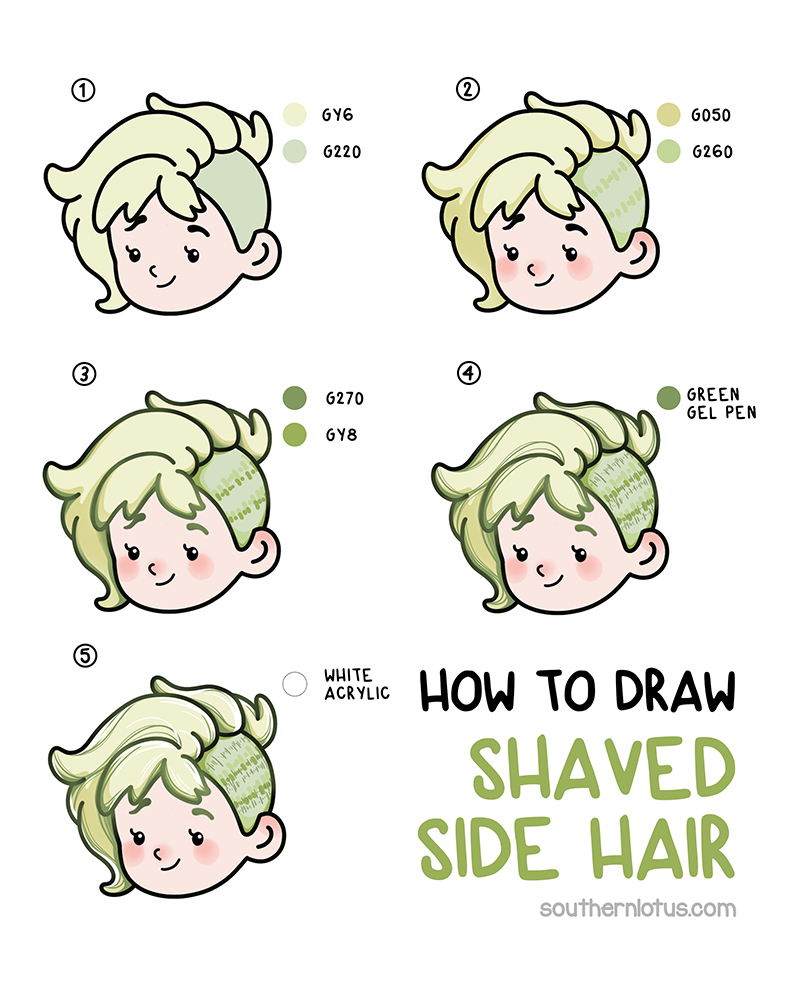 Shaved side hairstyle coloring example