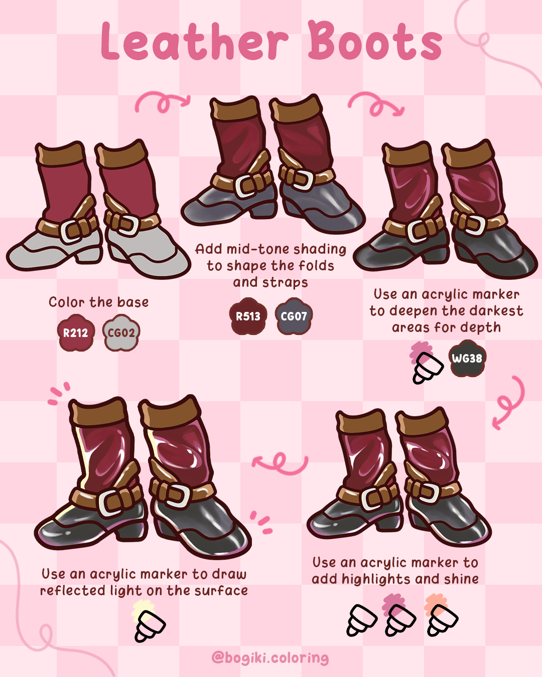 how to draw leather boots