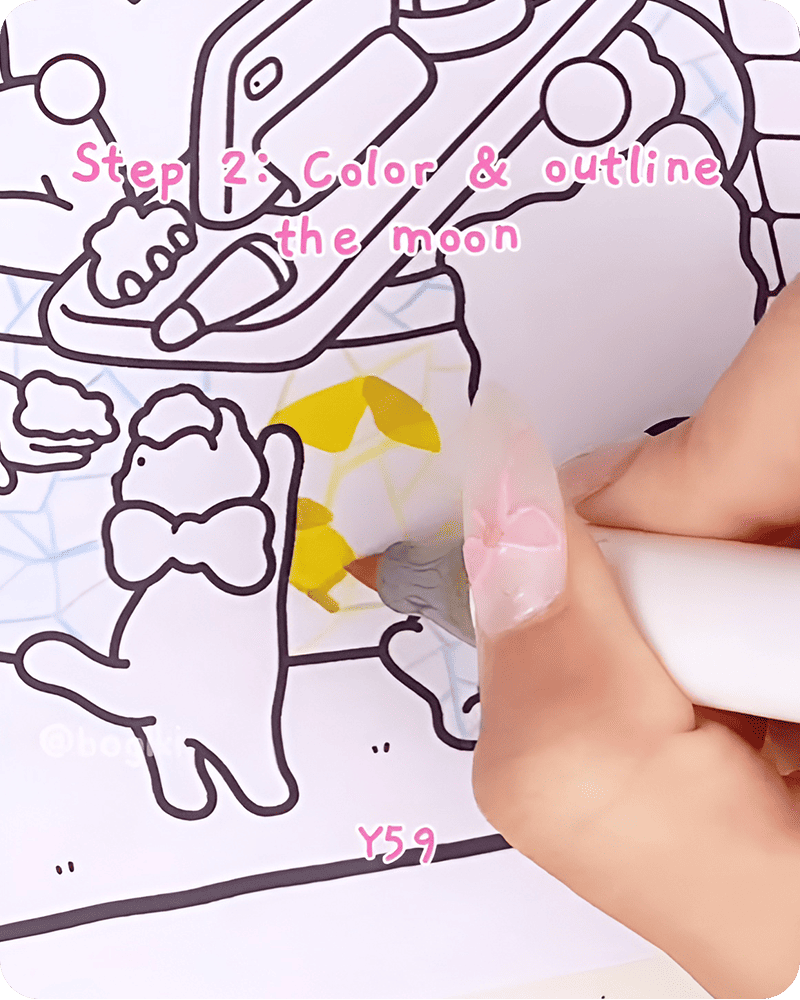 Illustration of how to draw a bathtub step by step easy using deeper yellow tones to create a soft glowing effect on the moon.