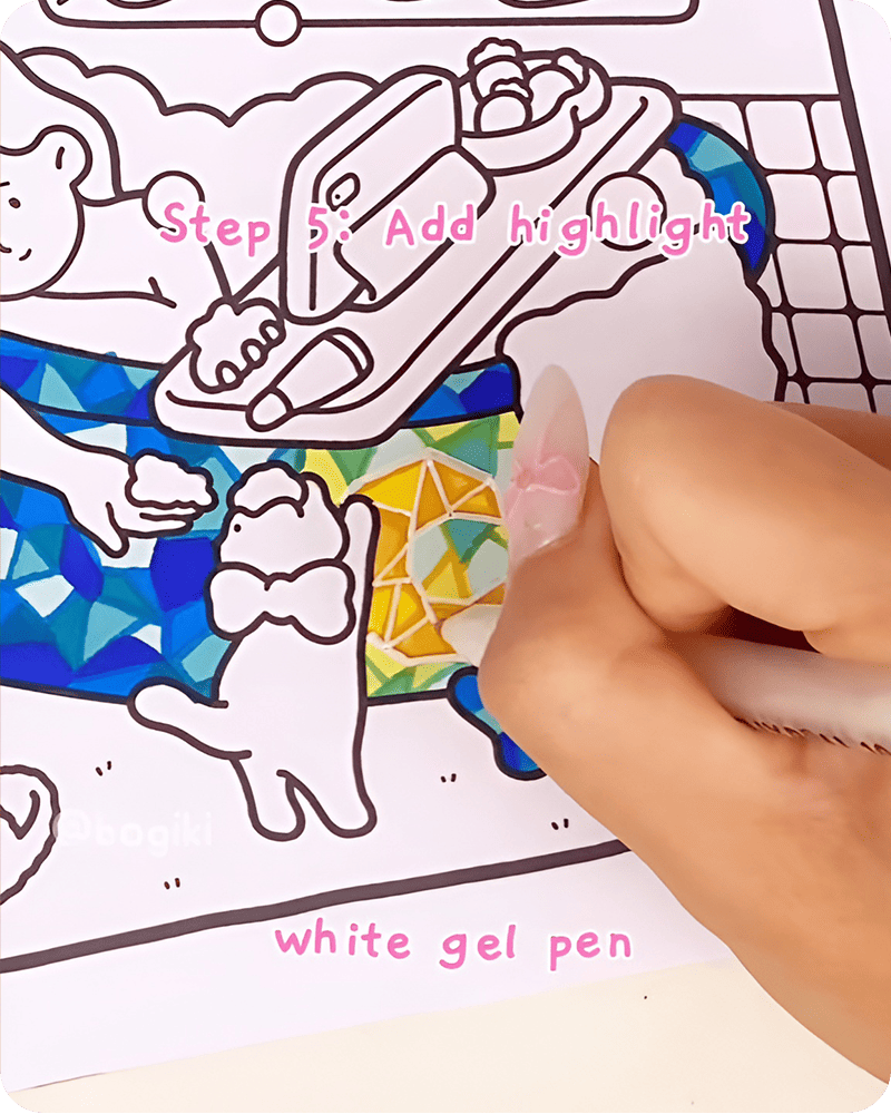 Illustration showing how to draw a bathtub step by step easy by adding delicate white highlights along curves and edges.