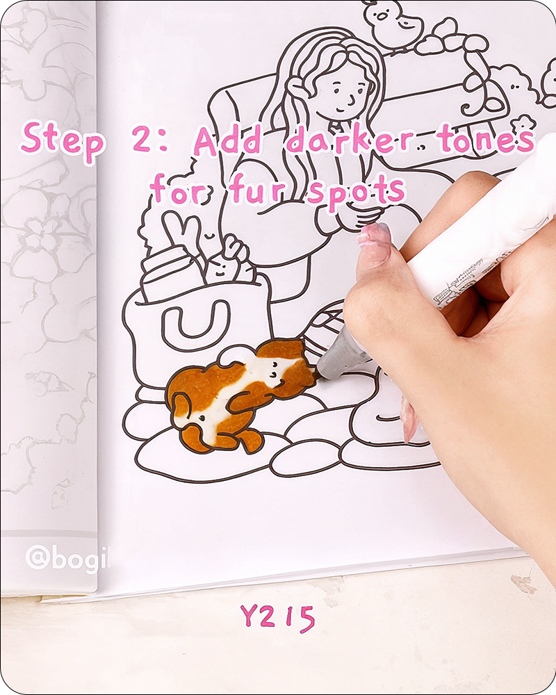 adding soft fur shadows to a British Shorthair cat drawing with Y215