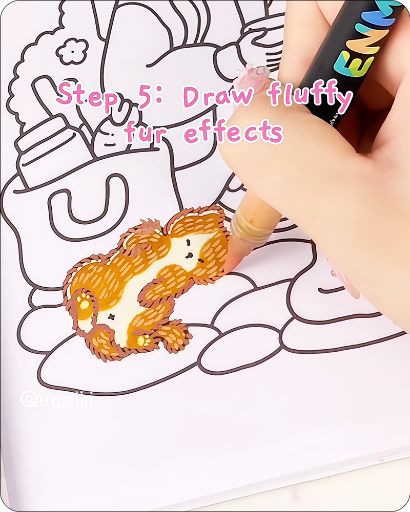 how to draw fluffy fur texture on a British Shorthair cat illustration