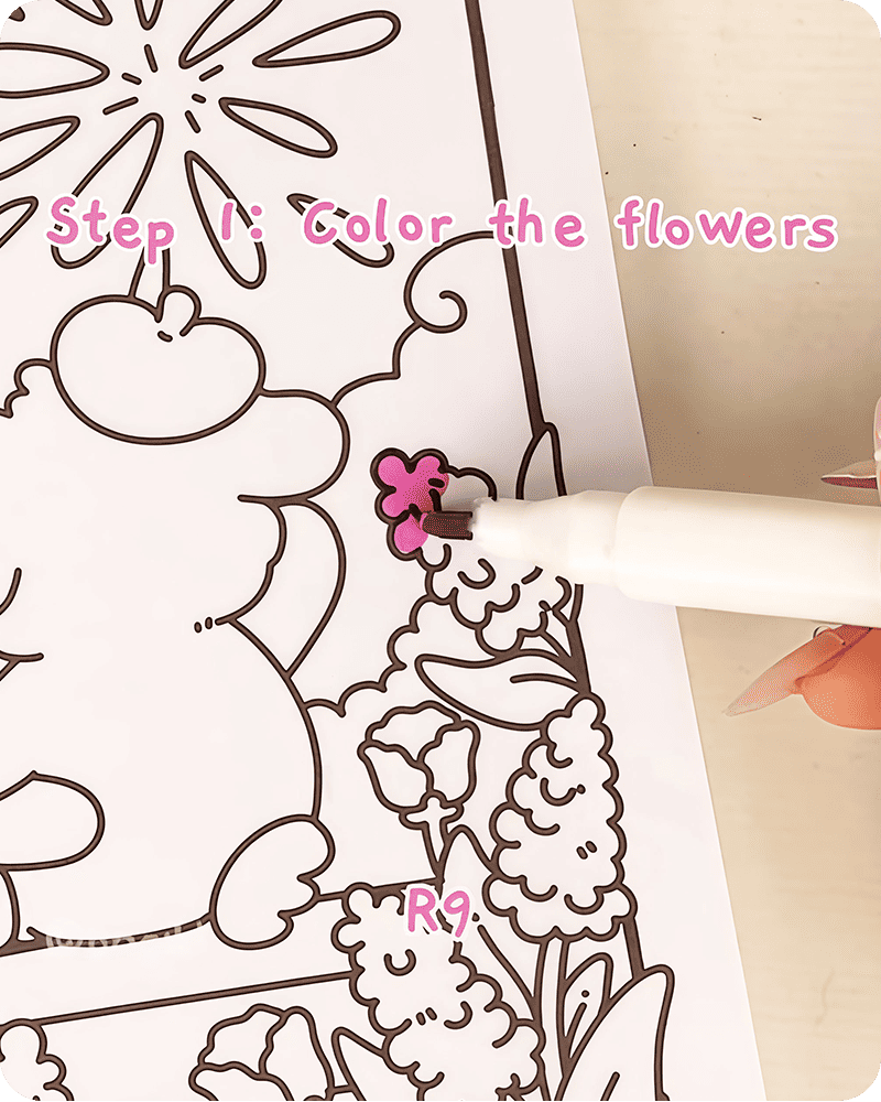 how to draw a hyacinth flower step by step coloring top petals with soft pink R9 and light purple V210 gradient