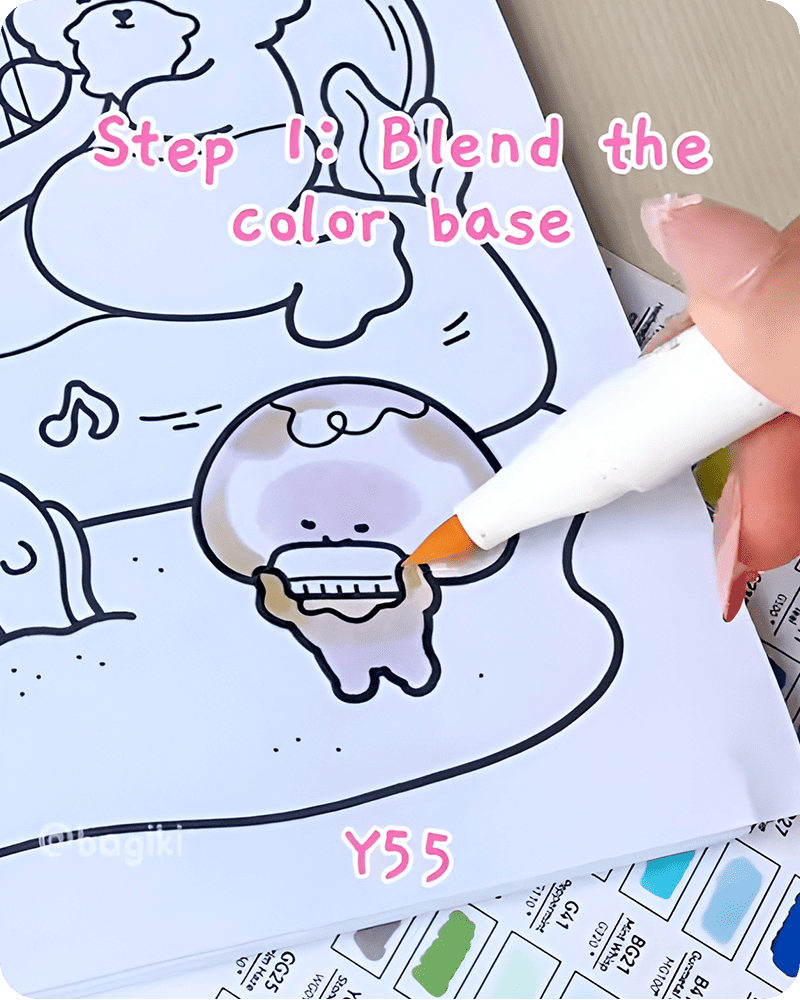 Blending Y55 softly into shadow areas in how to draw a jellyfish step by step, helping colors melt together for a smooth and gentle jellyfish drawing effect