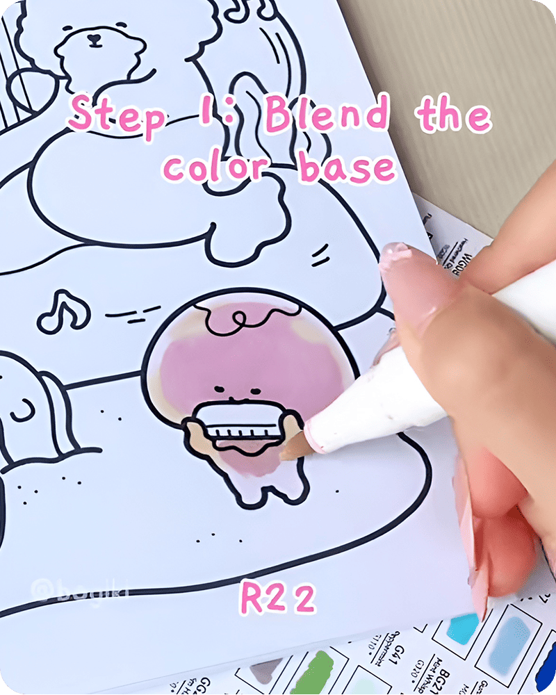 Applying R22 evenly in how to draw a jellyfish step by step, filling the jellyfish body while keeping earlier layers visible for a glowing transparent look