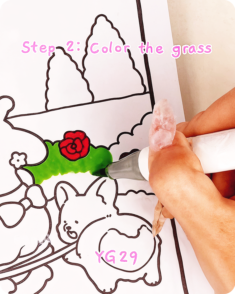 adding darker green shadows to the base of the rose bush