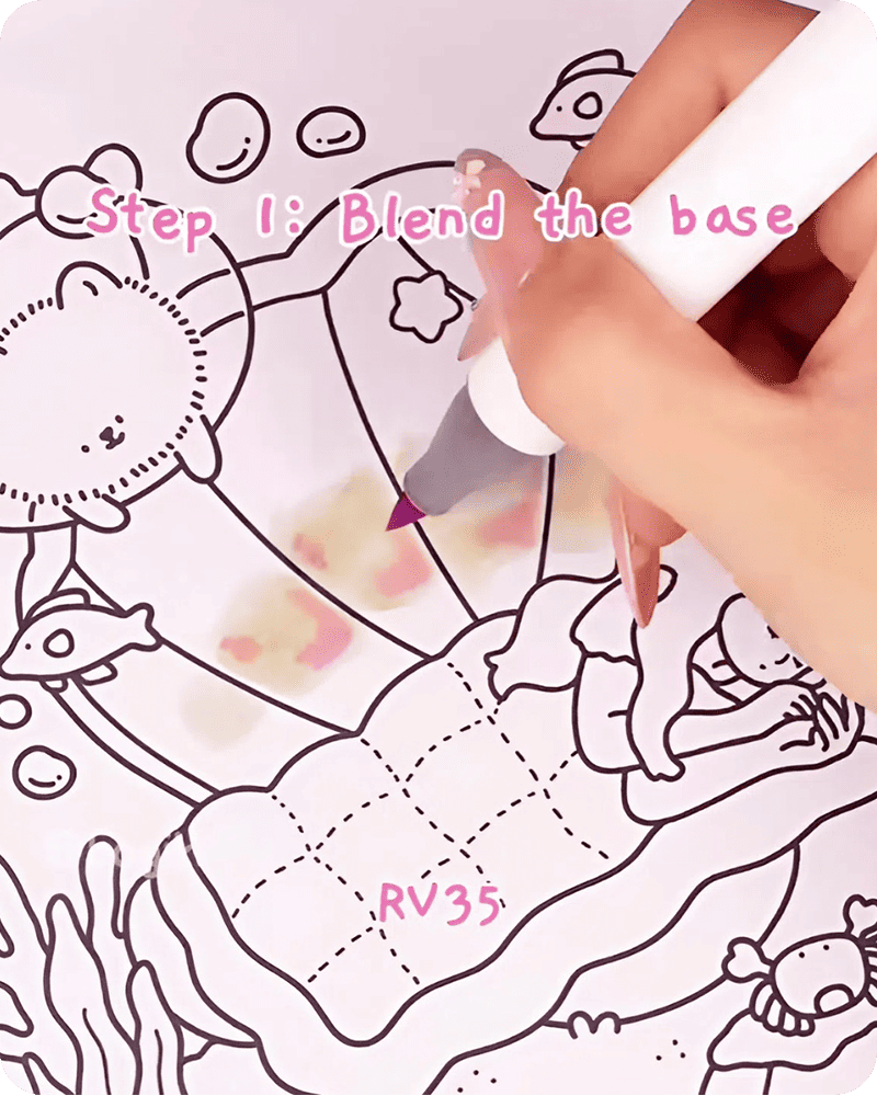 how to draw a seashell step by step adding soft pink RV35 highlights