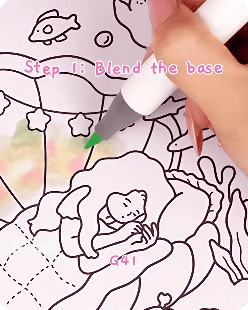 how to draw a simple seashell with light green G41 pastel blending