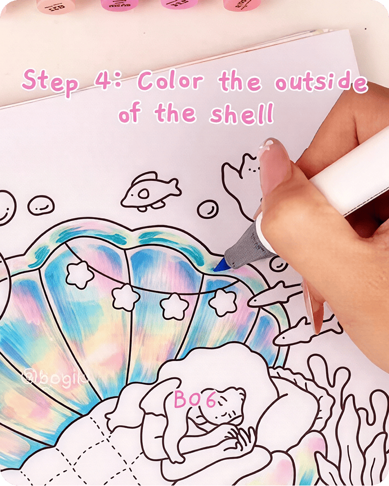 how to draw a seashell simple shaping outer shell with BG04 and B06 lines
