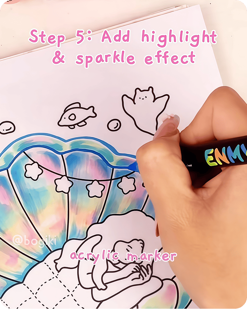 how to draw a seashell step by step easy refining outline with acrylic marker