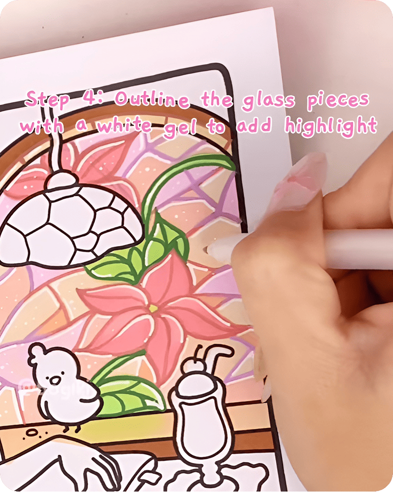 Step 4 how to draw a stained glass window easy creating sparkle effect with small white highlight dots