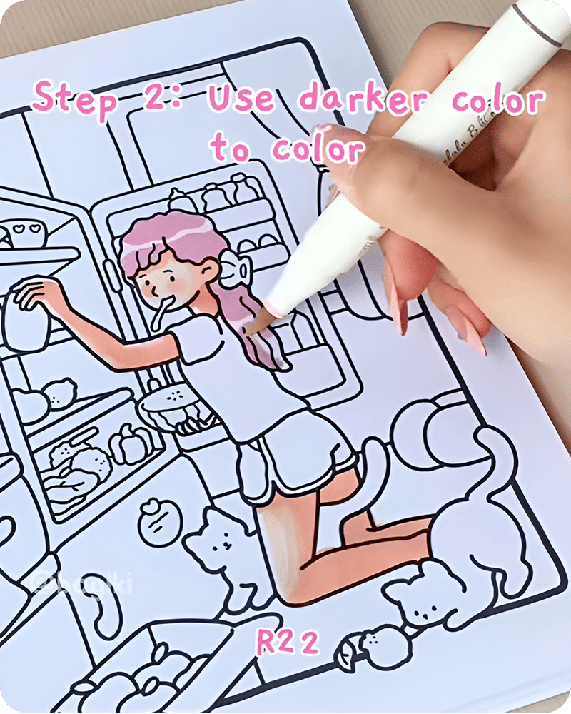 Adding R22 darker pink sections in how to draw anime hair step by step, shaping soft hair layers and creating gentle contrast for a natural anime hair look