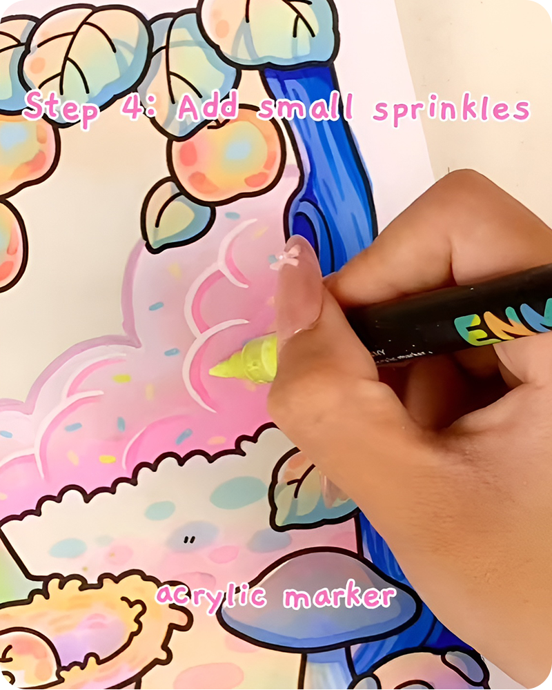 Final cotton candy clouds drawing with pastel colors soft blending and cute sprinkle accents