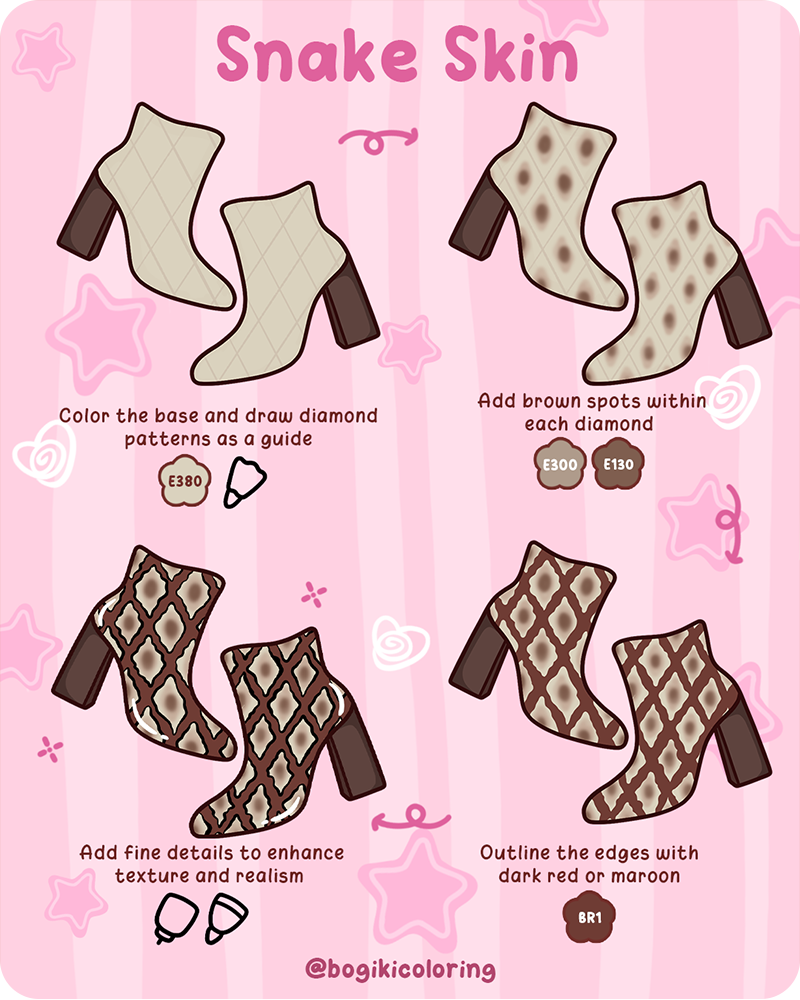 How to draw snake skin pattern on fabric with simple diamond shapes soft shading and beginner friendly texture details