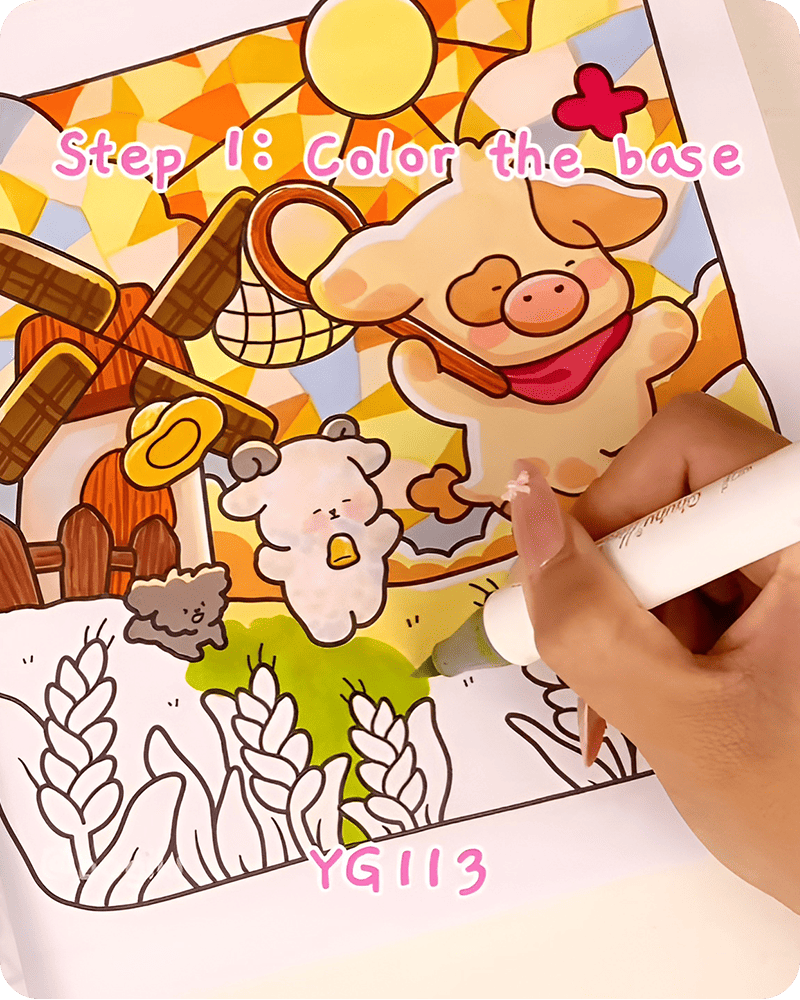 Light green YG113 blending into yellow layers while learning how to draw a paddy field with smooth natural color transition.