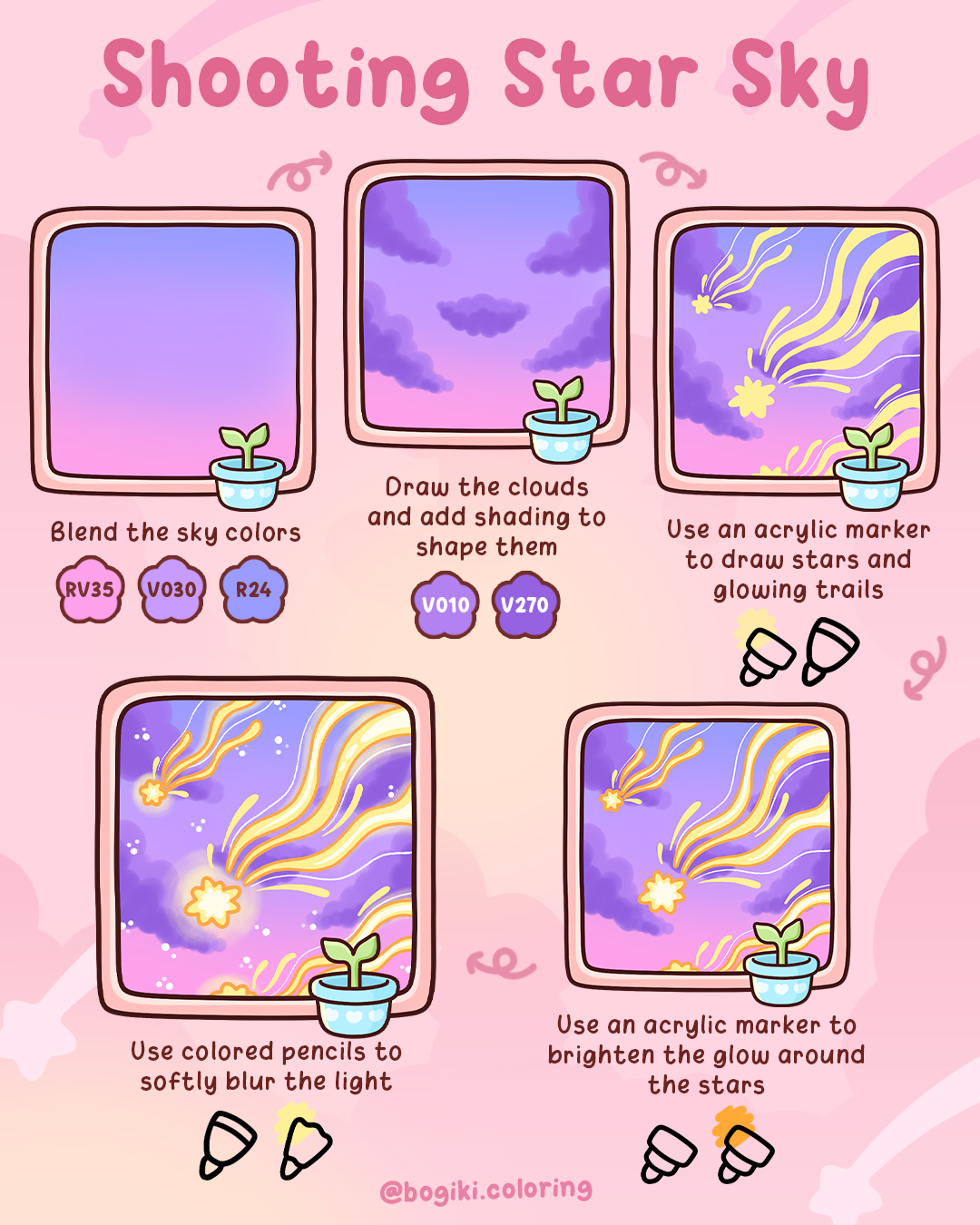 how to draw shooting star sky