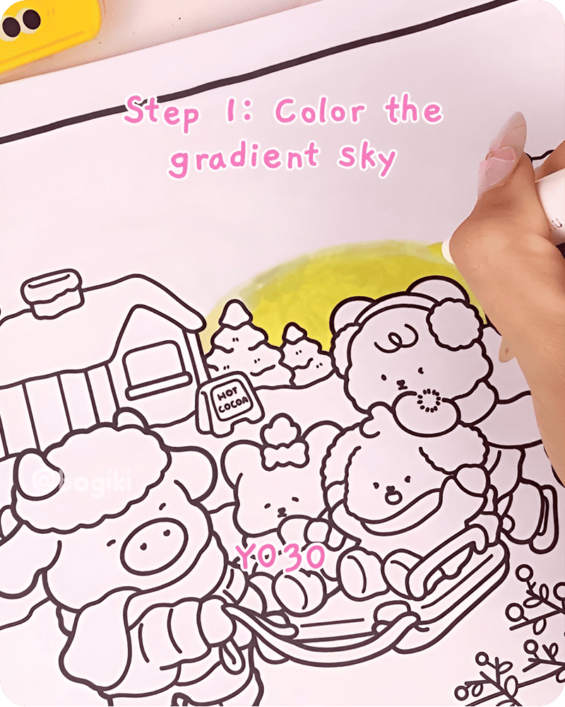 starry night drawing easy blending yellow tones smoothly to create a calm and warm gradient sky background