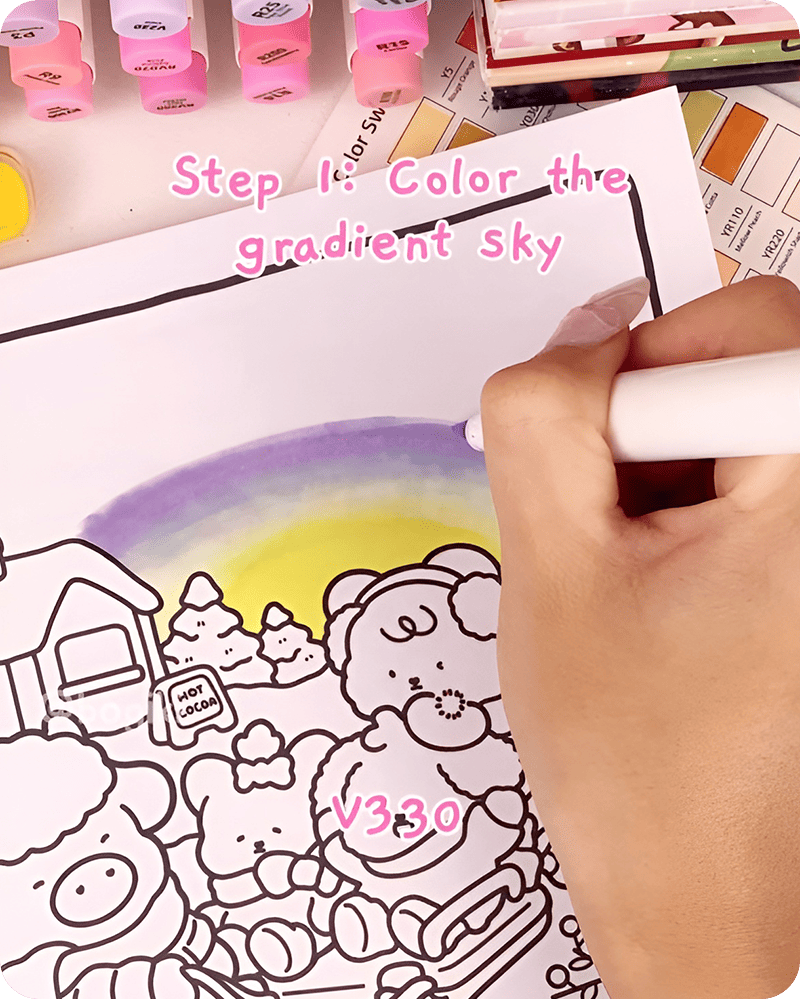 starry night step by step drawing adding purple tones to build smooth curved gradient sky effect