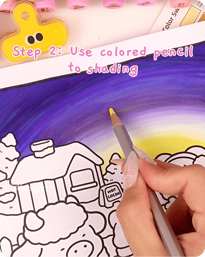 starry night drawing tutorial using colored pencils to create curved textures and glowing effects