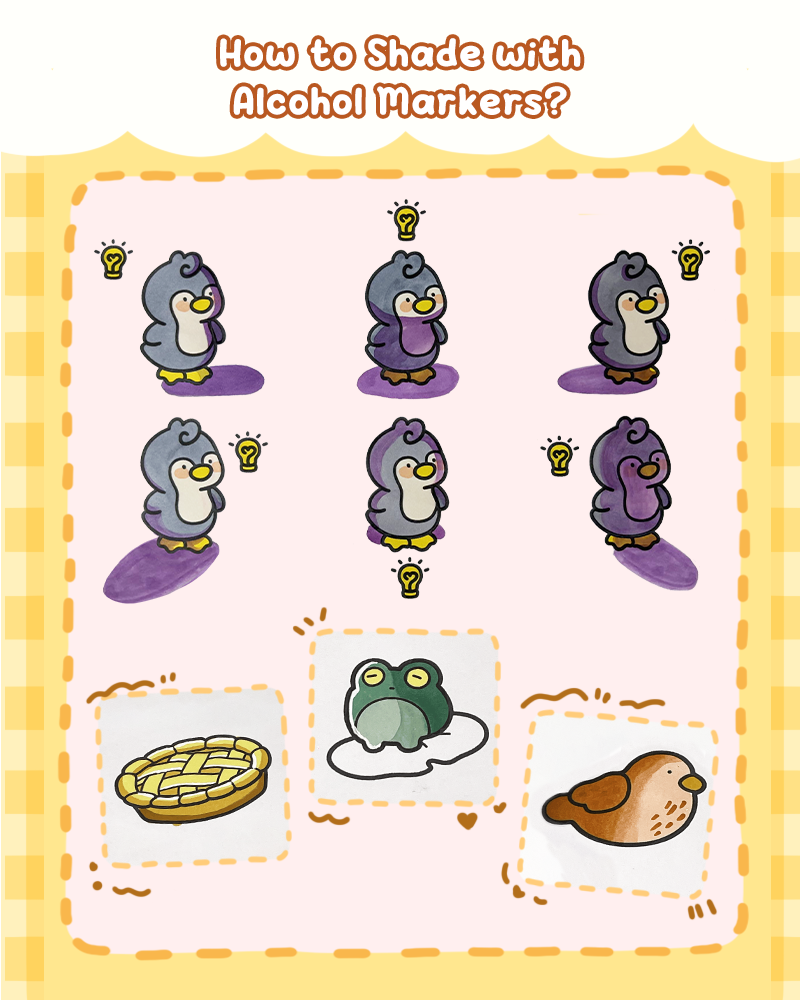 How to shade with alcohol markers using light direction and simple 2 tone coloring method for depth