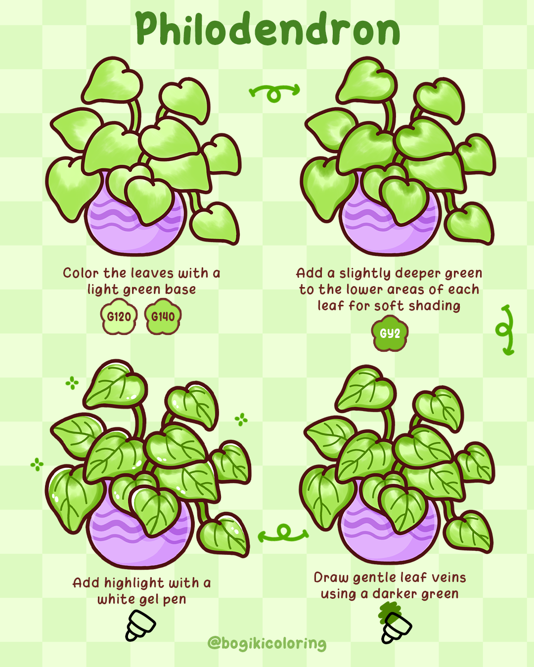 philodendron drawing ideas