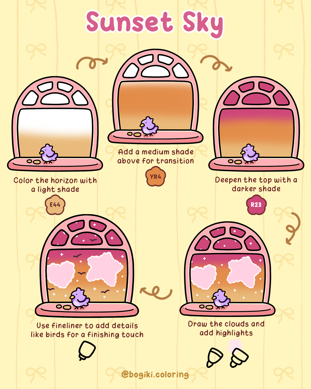 how to draw a sunset sky