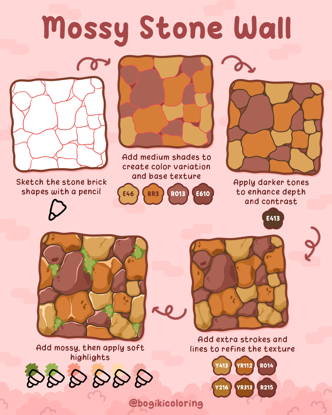  how to draw a rock wall