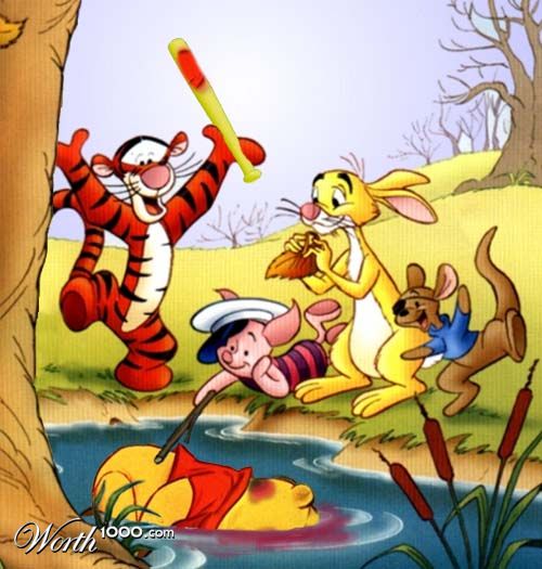 Pooh sleeps with the fishes