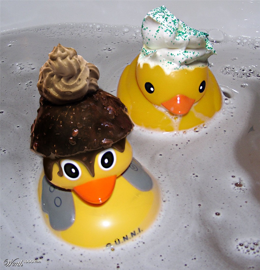 Chocolate and whipped cream duckies
