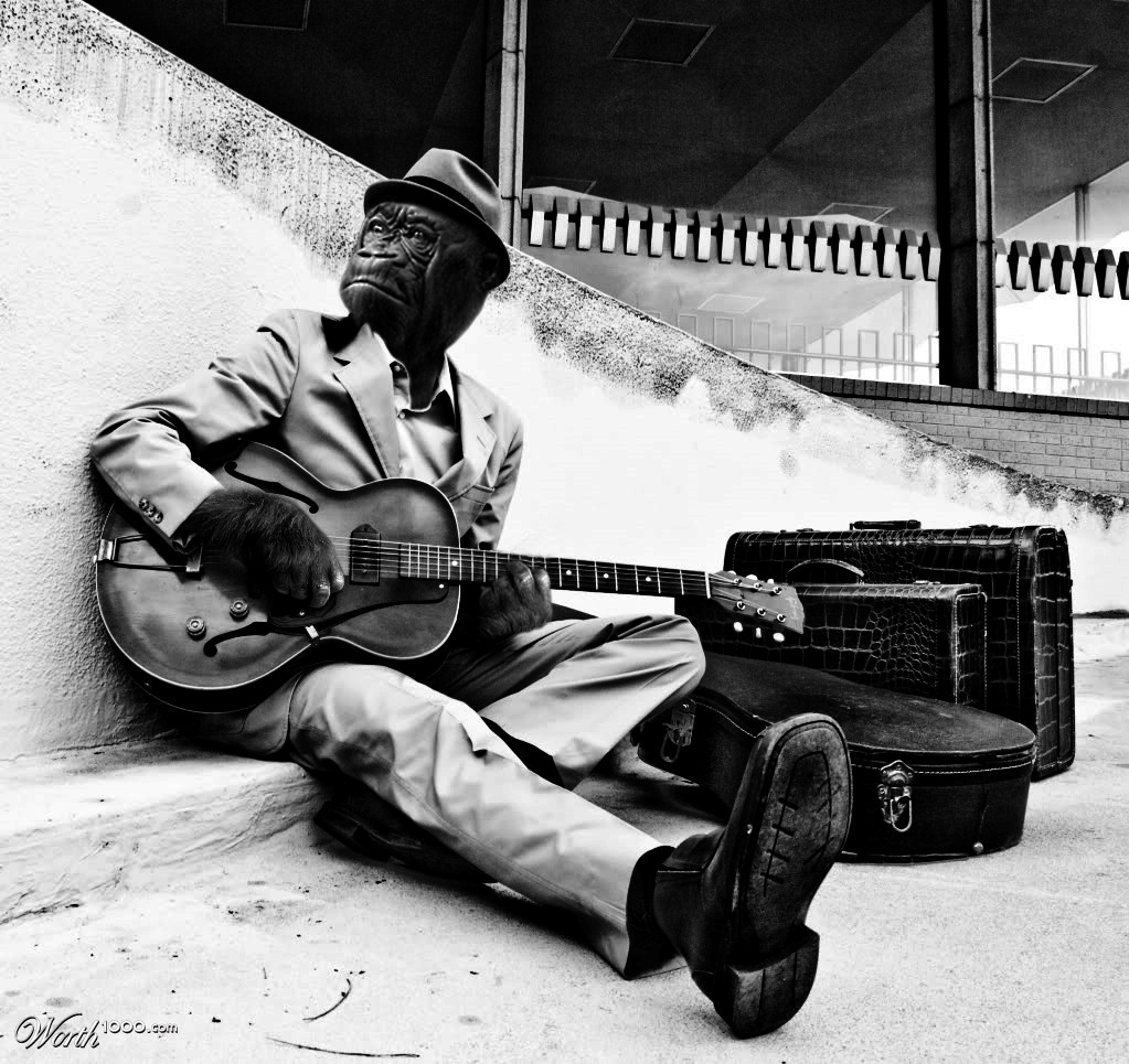The busker...