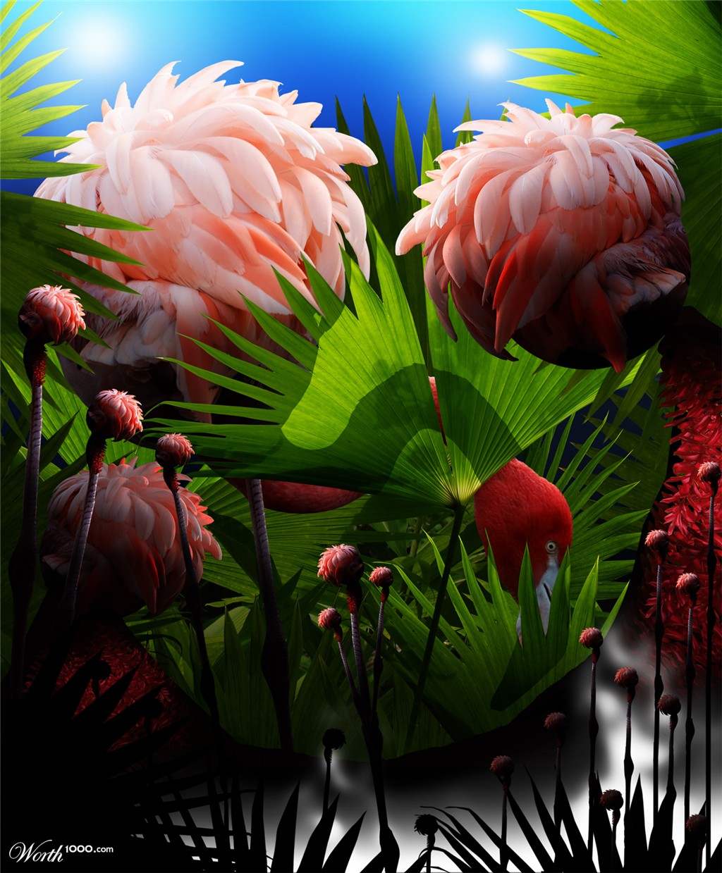 Red-Fern Flamingo Flowers