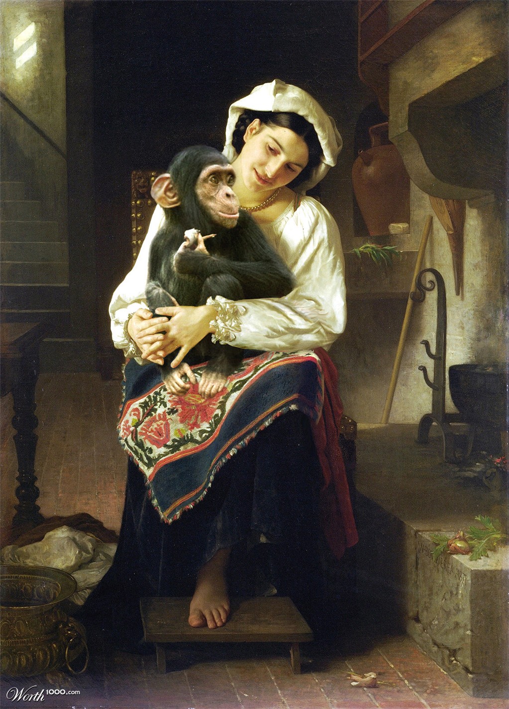 Bouguereau-Gazing at her Chimp