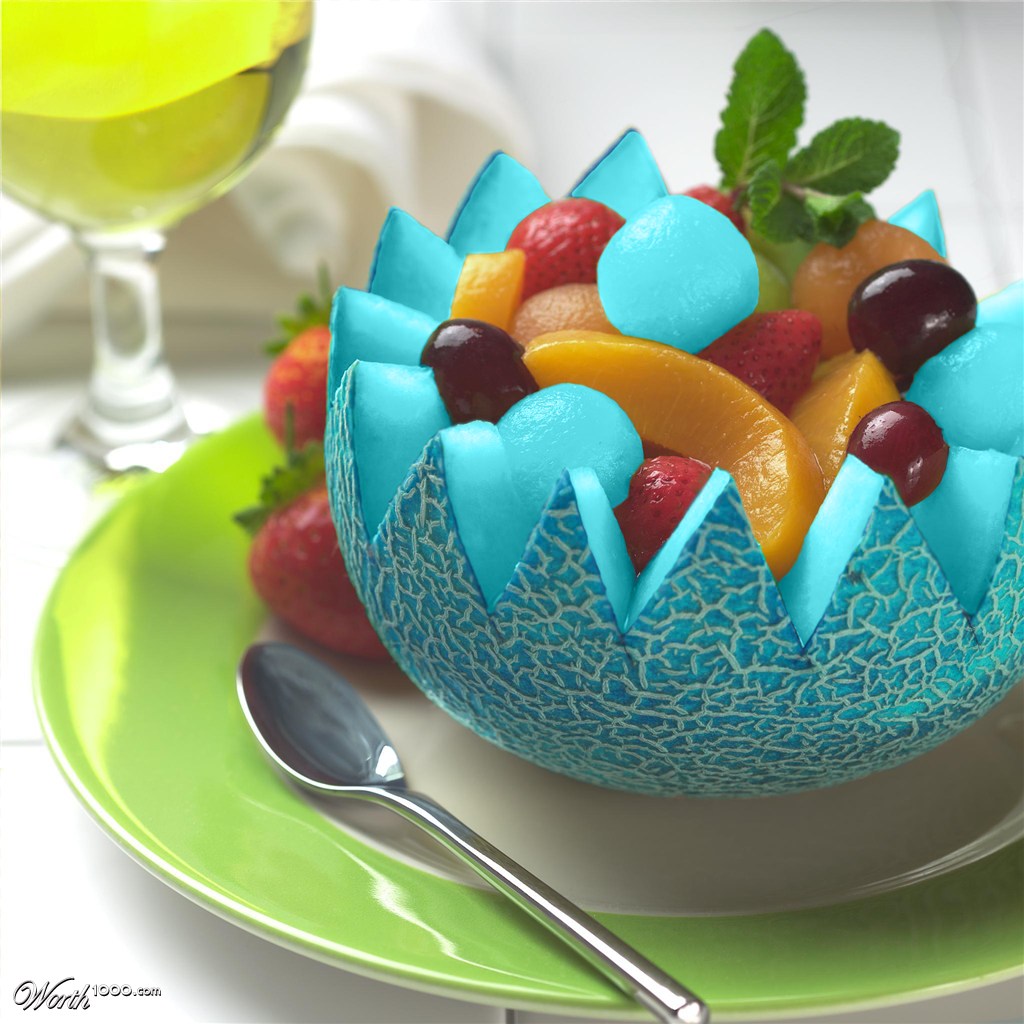 Blue melon fruit salad