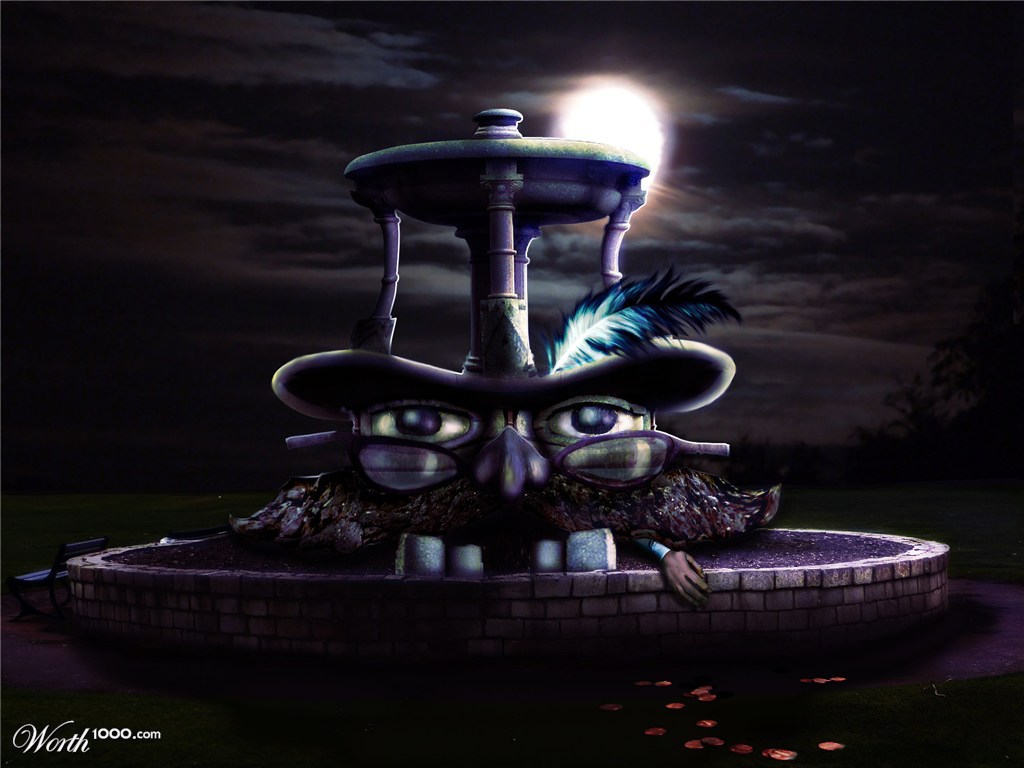 hungry hungry fountain with a top hat.