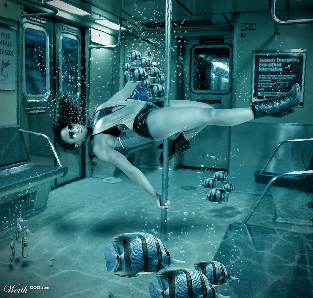 Underwater pole dance