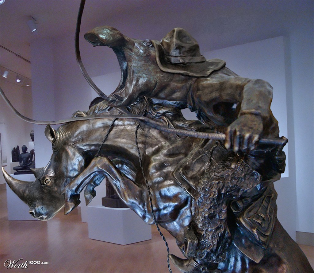 HIPPO-HORSEMAN WITH RHINO-HORSE
