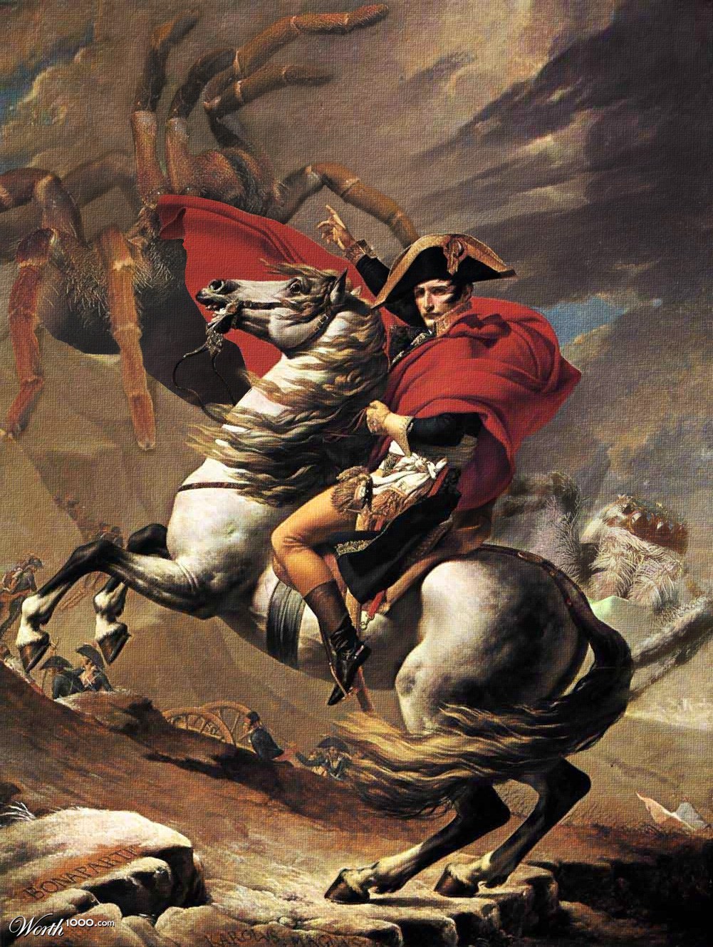 Napoleon fighting giant spiders